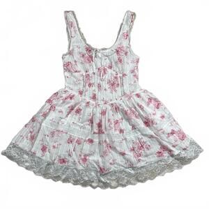 Aeropostale Sundress White with Pink Floral Print